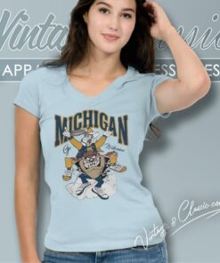Looney Tunes Michigan Go Wolverines V Neck TShirt
