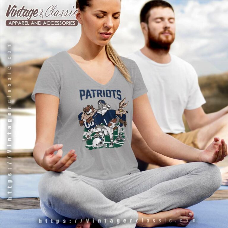 Looney Tunes New England Patriots V Neck TShirt Looney Tunes New England Patriots V Neck TShirt