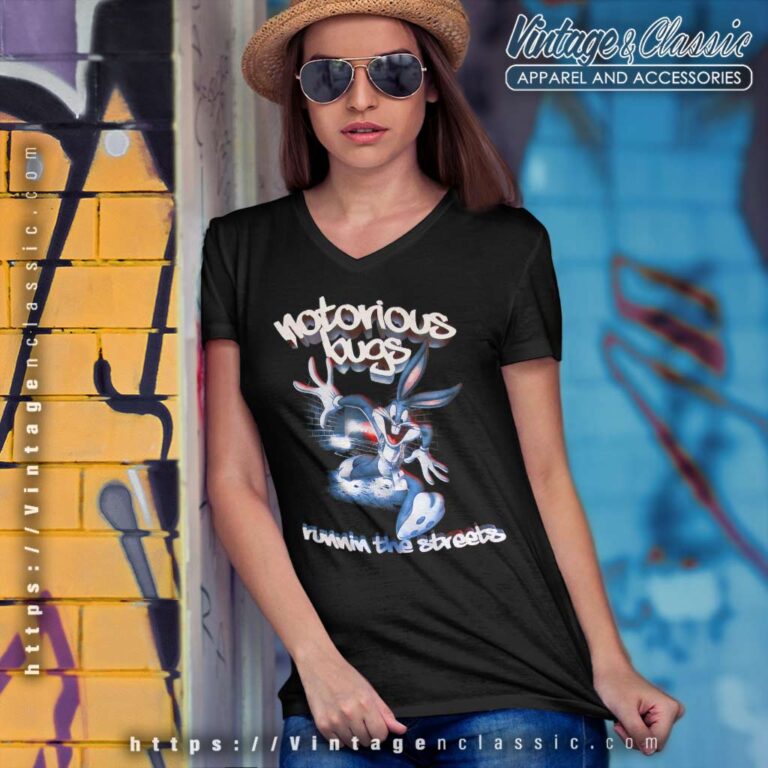 Looney Tunes Notorious Bugs V Neck TShirt 1 Looney Tunes Notorious Bugs V Neck TShirt 1