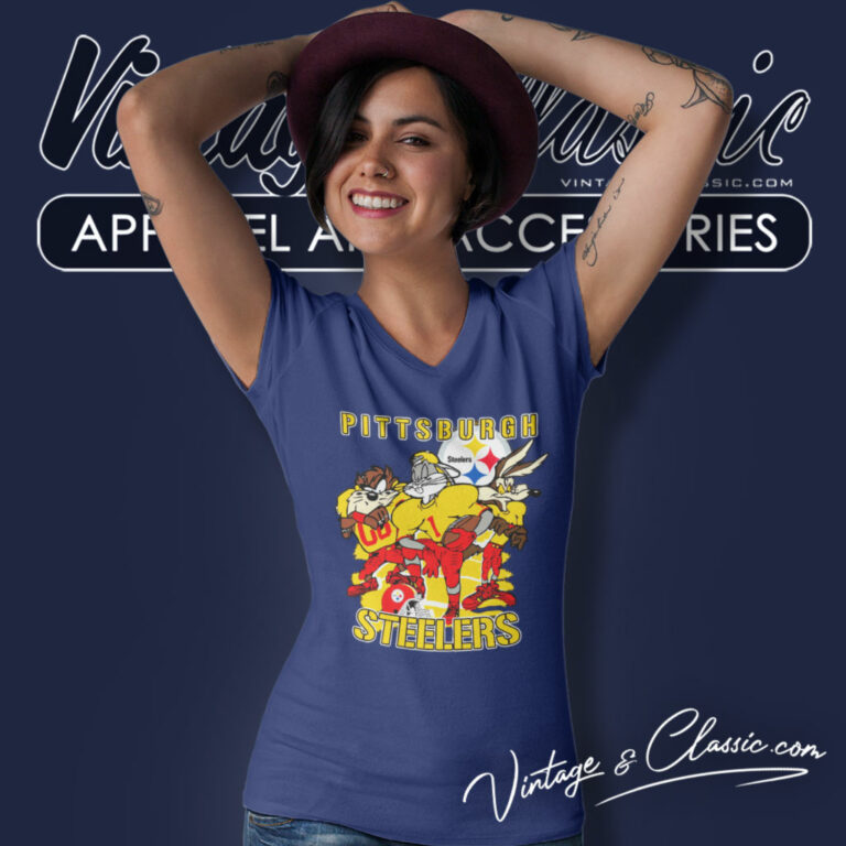 Looney Tunes Pittsburgh Steelers V Neck TShirt Looney Tunes Pittsburgh Steelers V Neck TShirt