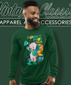 Looney Tunes Porky Pig St Paddys Day Long Sleeve Tee