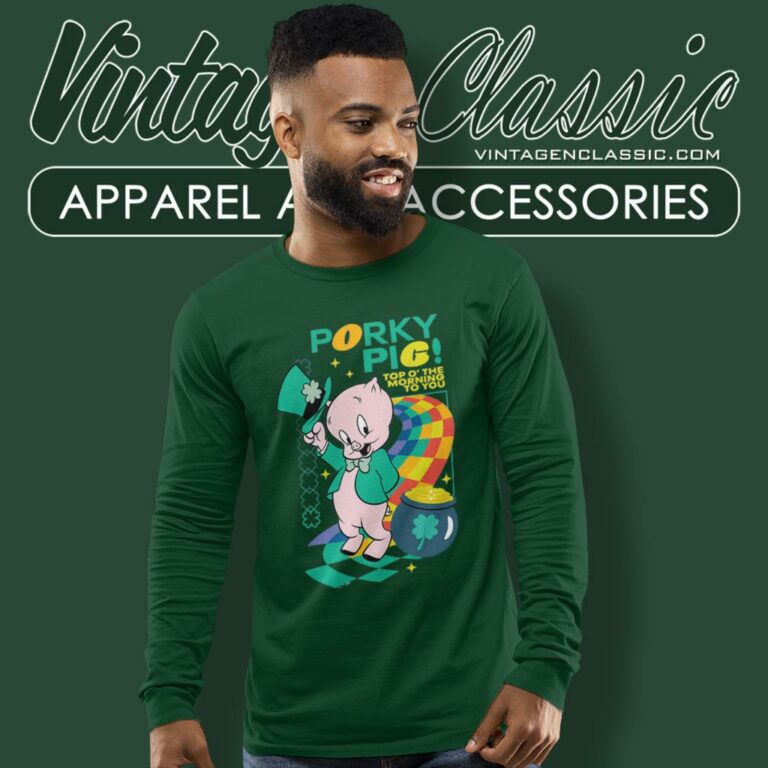 Looney Tunes Porky Pig St Paddys Day Long Sleeve Tee Looney Tunes Porky Pig St Paddys Day Long Sleeve Tee