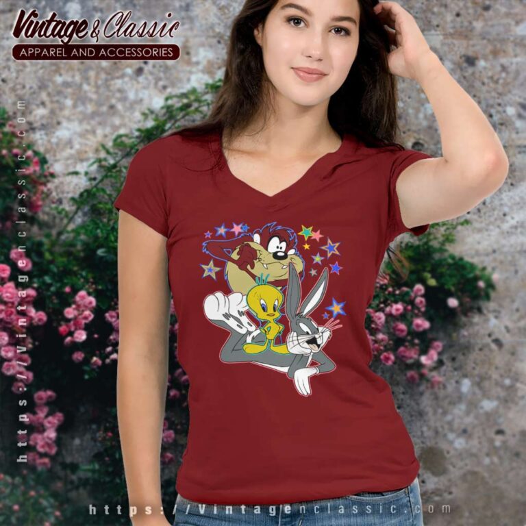Looney Tunes Taz Bugs Bunny Tweety Bird V Neck TShirt Looney Tunes Taz Bugs Bunny Tweety Bird V Neck TShirt