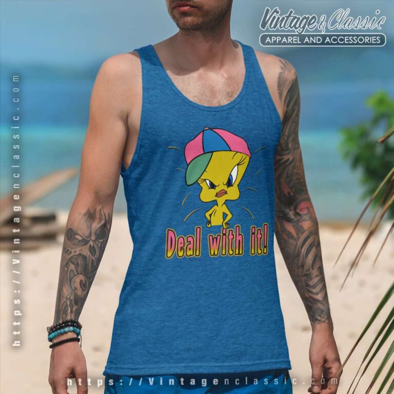 Looney Tunes Tweety Bird Deal With It Tank Top Racerback Looney Tunes Tweety Bird Deal With It Tank Top Racerback