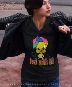 Looney Tunes Tweety Bird Deal With It V Neck TShirt