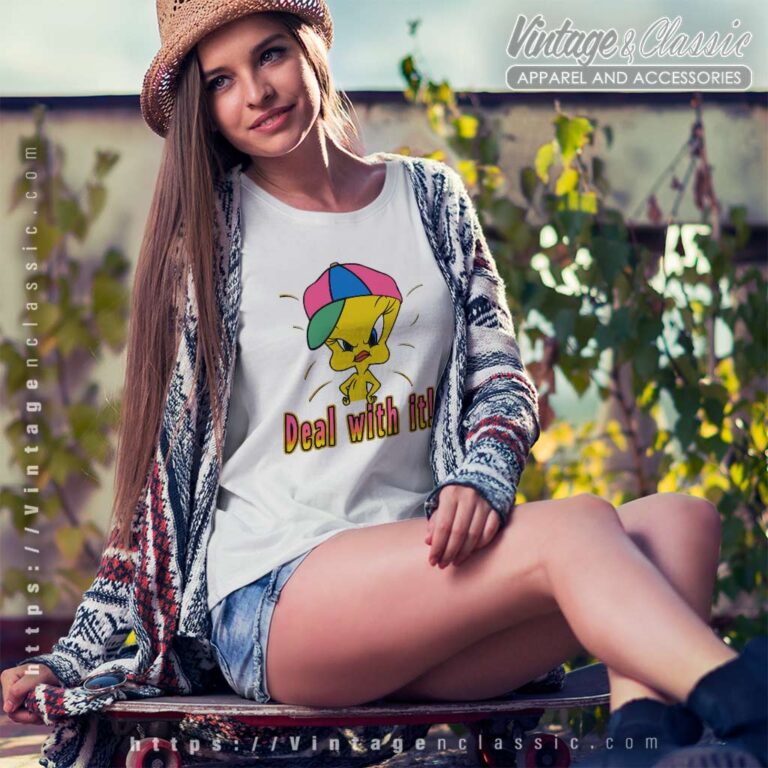 Looney Tunes Tweety Bird Deal With It Women TShirt Looney Tunes Tweety Bird Deal With It Women TShirt