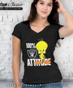 Looney Tunes Tweety Logo Raiders V Neck TShirt