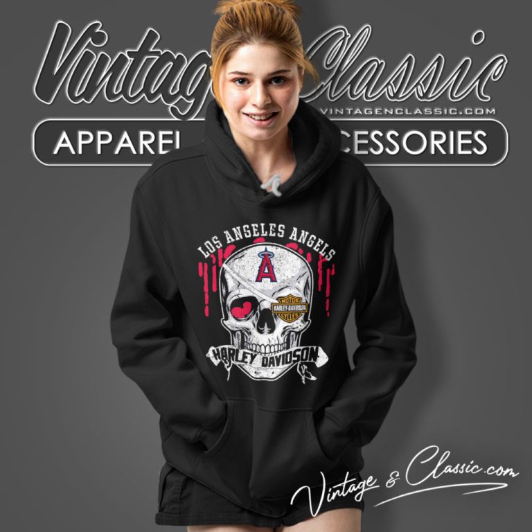 Los Angeles Angels Harley Davidson Skull Hoodie Los Angeles Angels Harley Davidson Skull Hoodie