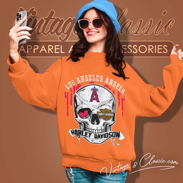 Los Angeles Angels Harley Davidson Skull Sweatshirt Los Angeles Angels Harley Davidson Skull Sweatshirt