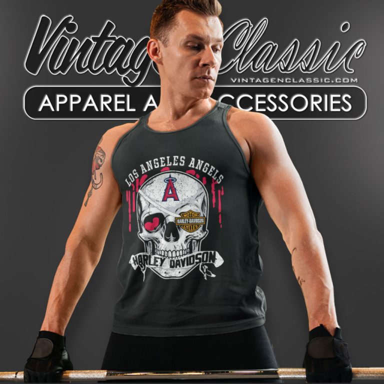 Los Angeles Angels Harley Davidson Skull Tank Top Racerback Los Angeles Angels Harley Davidson Skull Tank Top Racerback