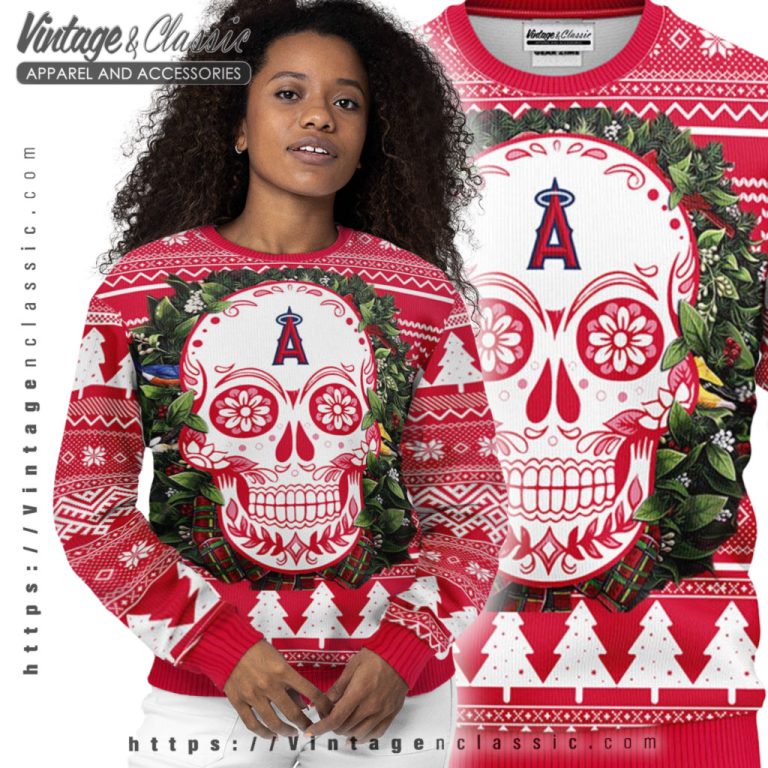 Los Angeles Angels Skull Ugly Christmas Sweater Women Ugly Sweater Los Angeles Angels Skull Ugly Christmas Sweater Women Ugly Sweater