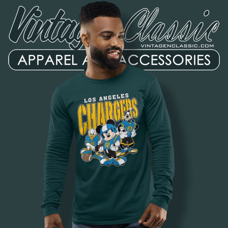 Los Angeles Chargers Disney Football Long Sleeve Tee Los Angeles Chargers Disney Football Long Sleeve Tee