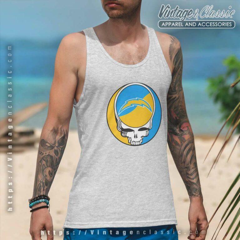 Los Angeles Chargers Grateful Dead Steal Your Face Tank Top Racerback Los Angeles Chargers Grateful Dead Steal Your Face Tank Top Racerback