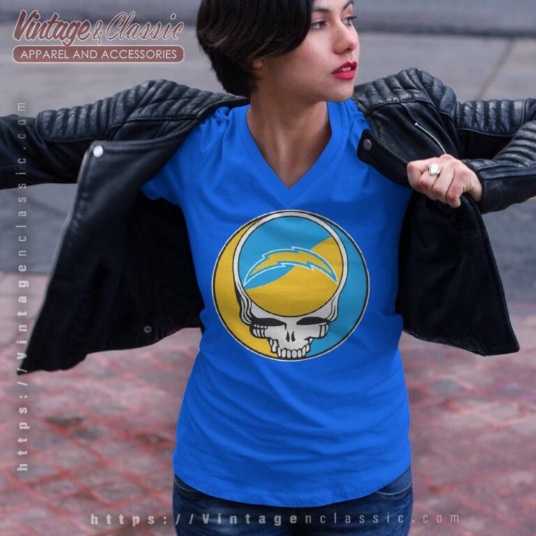 Los Angeles Chargers Grateful Dead Steal Your Face V Neck TShirt Los Angeles Chargers Grateful Dead Steal Your Face V Neck TShirt