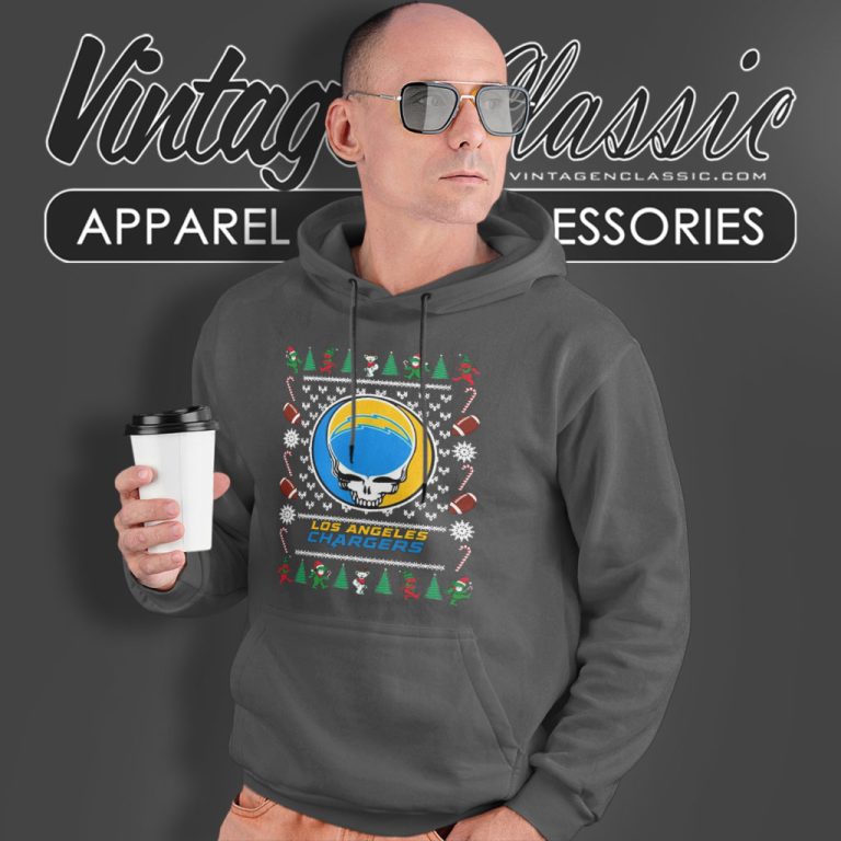 Los Angeles Chargers Grateful Dead Ugly Christmas Hoodie Los Angeles Chargers Grateful Dead Ugly Christmas Hoodie