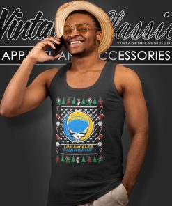 Los Angeles Chargers Grateful Dead Ugly Christmas Tank Top Racerback