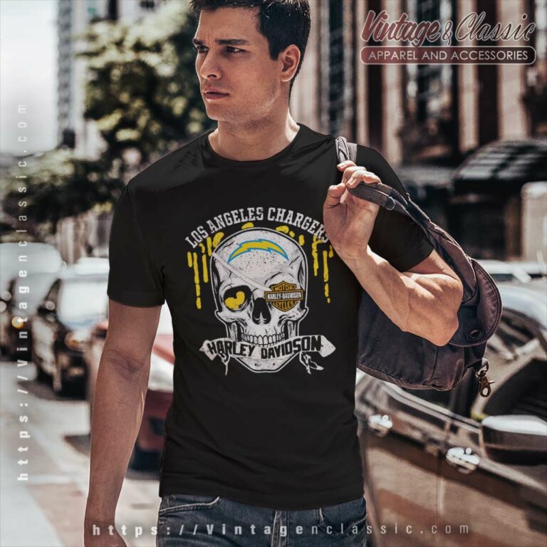 Los Angeles Chargers Harley Davidson Skull T Shirt Los Angeles Chargers Harley Davidson Skull T Shirt