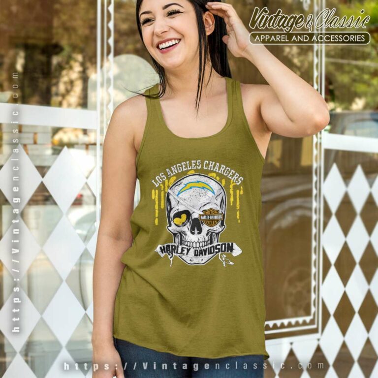 Los Angeles Chargers Harley Davidson Skull Tank Top Racerback Los Angeles Chargers Harley Davidson Skull Tank Top Racerback