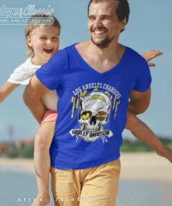 Los Angeles Chargers Harley Davidson Skull V Neck TShirt