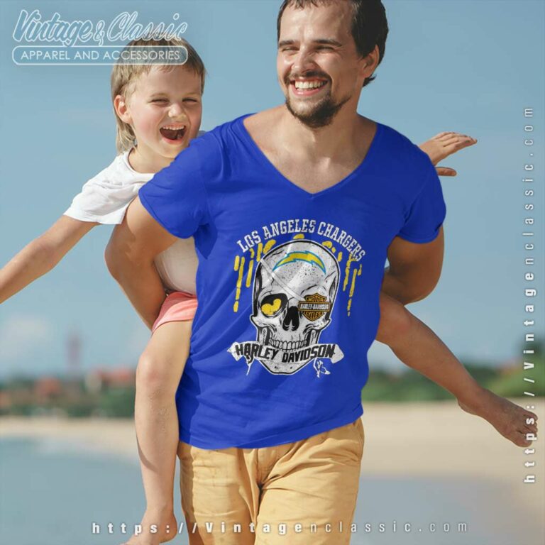 Los Angeles Chargers Harley Davidson Skull V Neck TShirt Los Angeles Chargers Harley Davidson Skull V Neck TShirt