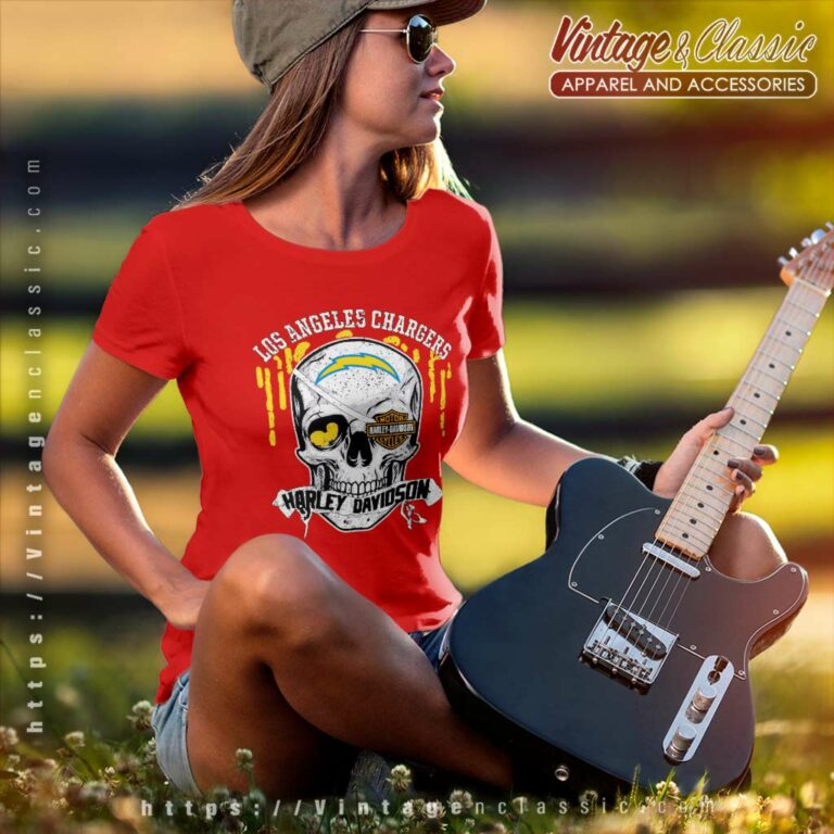 Los Angeles Chargers Harley Davidson Skull Women TShirt Los Angeles Chargers Harley Davidson Skull Women TShirt