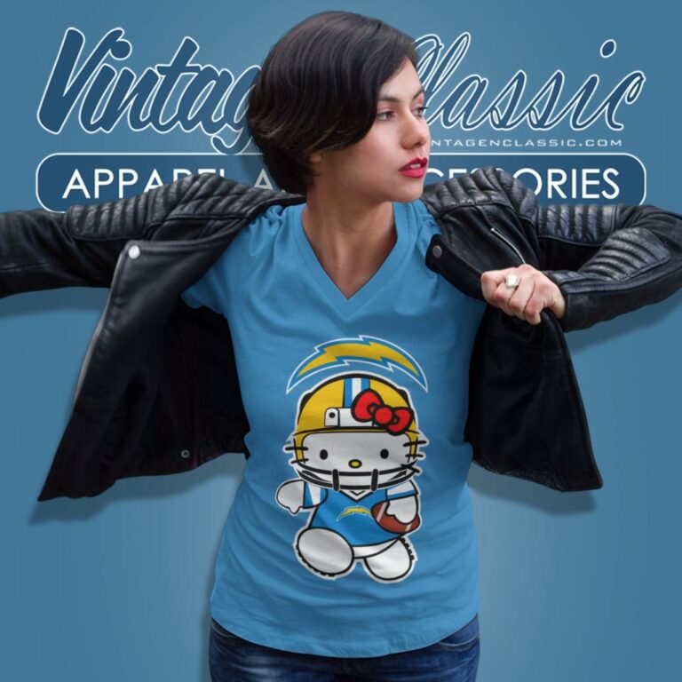 Los Angeles Chargers Hello Kitty V Neck TShirt Los Angeles Chargers Hello Kitty V Neck TShirt