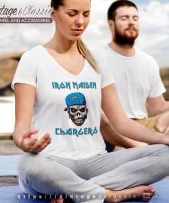 Los Angeles Chargers Iron Maiden Heavy Metal Football Nfl Shirt 6 Los Angeles Chargers Iron Maiden Heavy Metal Football Nfl V Neck TShirt 1