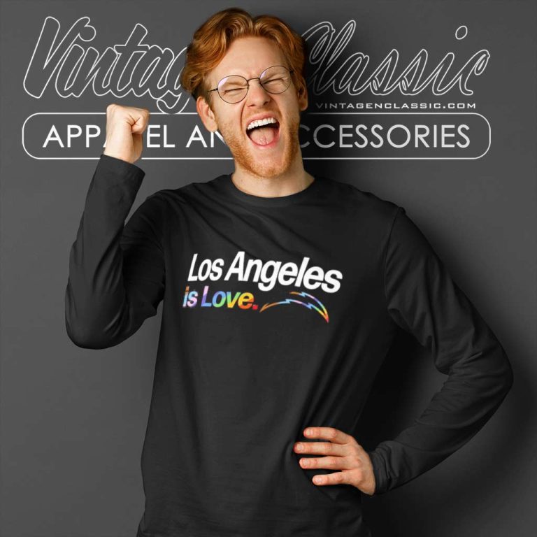 Los Angeles Chargers Is Love City Pride Team Logo Long Sleeve Tee Los Angeles Chargers Is Love City Pride Team Logo Long Sleeve Tee