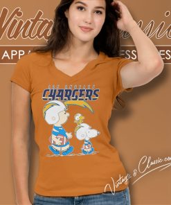 Los Angeles Chargers Lets Play Football With Snoopy Charlie Brown V Neck TShirt