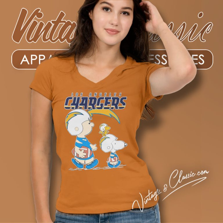 Los Angeles Chargers Lets Play Football With Snoopy Charlie Brown V Neck TShirt Los Angeles Chargers Lets Play Football With Snoopy Charlie Brown V Neck TShirt