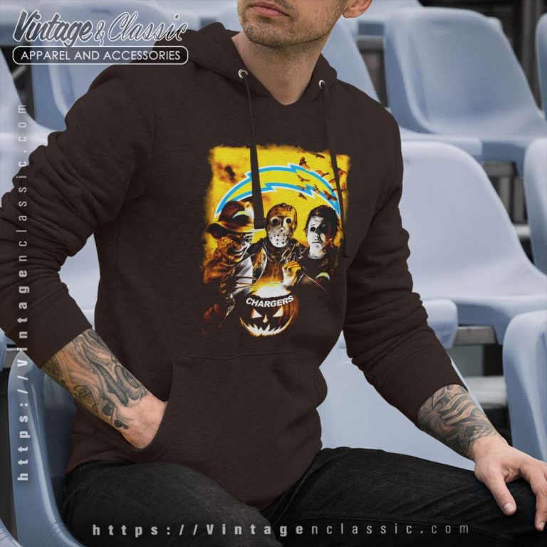 Los Angeles Chargers Michael Myers Freddy Krueger Jason Voorhees Halloween Hoodie Los Angeles Chargers Michael Myers Freddy Krueger Jason Voorhees Halloween Hoodie