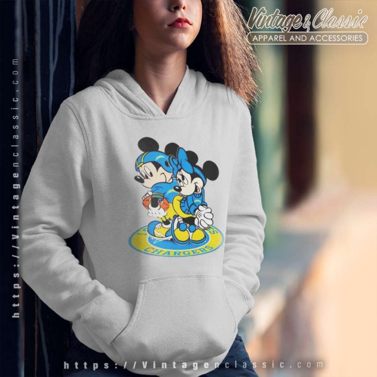 Los Angeles Chargers Mickey Mouse And Minnie Mouse Hoodie Los Angeles Chargers Mickey Mouse And Minnie Mouse Hoodie