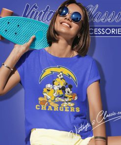 Los Angeles Chargers Mickey Mouse Donald Duck Goofy Women T Shirt