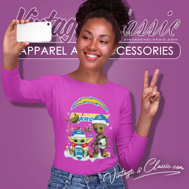 Los Angeles Chargers Shirt Baby Yoda And Groot Santa Christmas Long Sleeve Tee Los Angeles Chargers Shirt Baby Yoda And Groot Santa Christmas Long Sleeve Tee