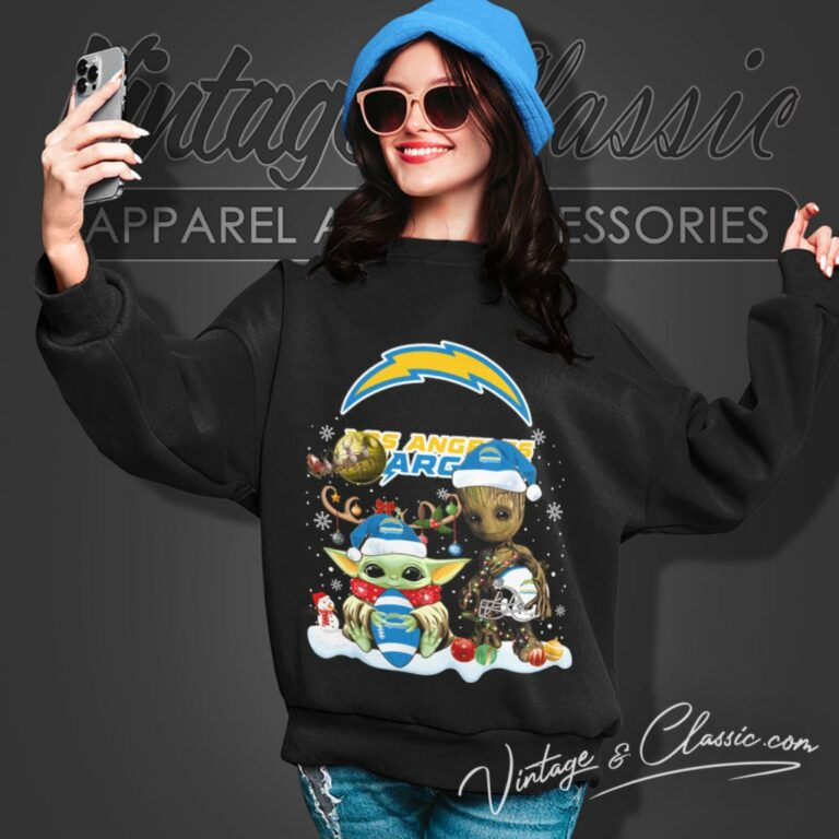 Los Angeles Chargers Shirt Baby Yoda And Groot Santa Christmas Sweatshirt Los Angeles Chargers Shirt Baby Yoda And Groot Santa Christmas Sweatshirt