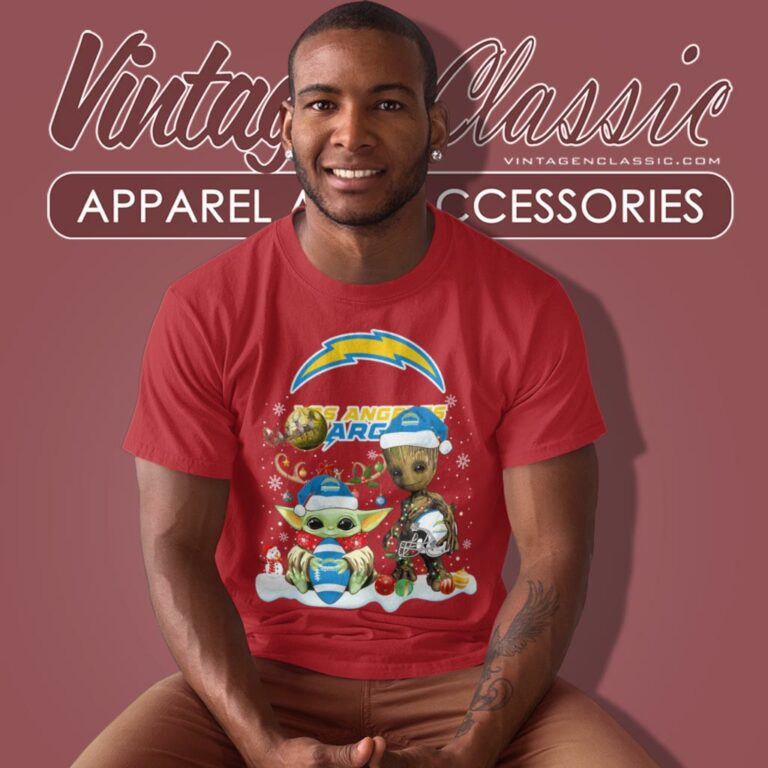 Los Angeles Chargers Shirt Baby Yoda And Groot Santa Christmas T Shirt Los Angeles Chargers Shirt Baby Yoda And Groot Santa Christmas T Shirt