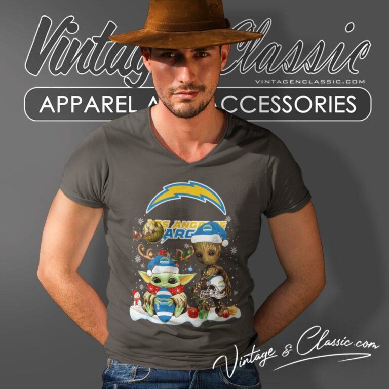 Los Angeles Chargers Shirt Baby Yoda And Groot Santa Christmas V Neck TShirt Los Angeles Chargers Shirt Baby Yoda And Groot Santa Christmas V Neck TShirt