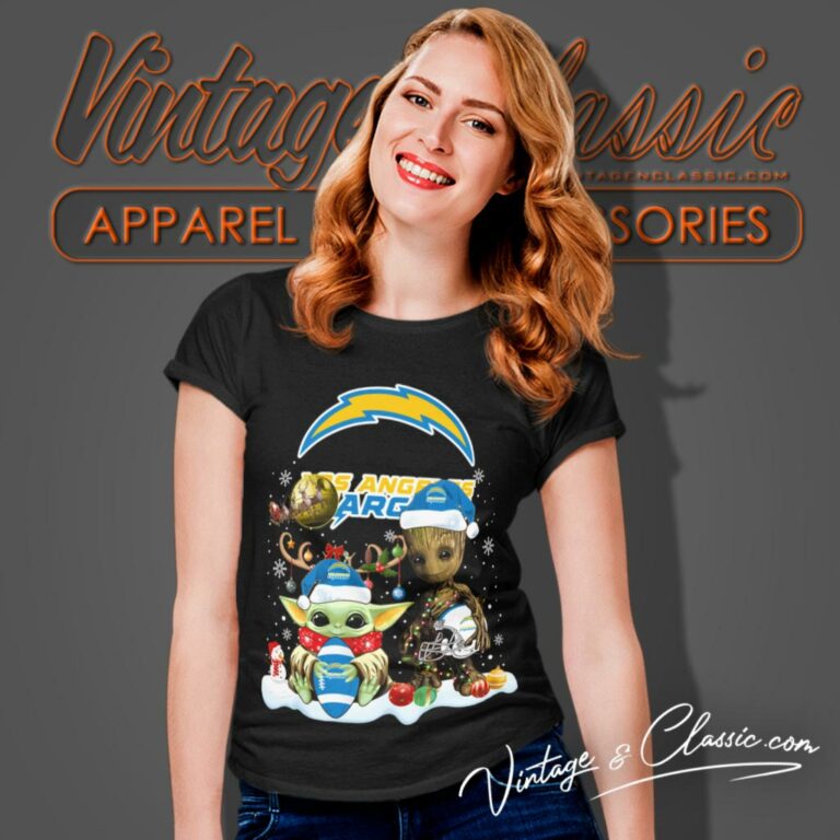 Los Angeles Chargers Shirt Baby Yoda And Groot Santa Christmas Women T Shirt Los Angeles Chargers Shirt Baby Yoda And Groot Santa Christmas Women T Shirt