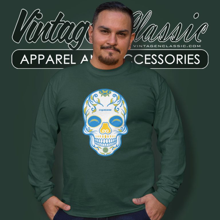 Los Angeles Chargers Sugar Skull Long Sleeve Tee Los Angeles Chargers Sugar Skull Long Sleeve Tee