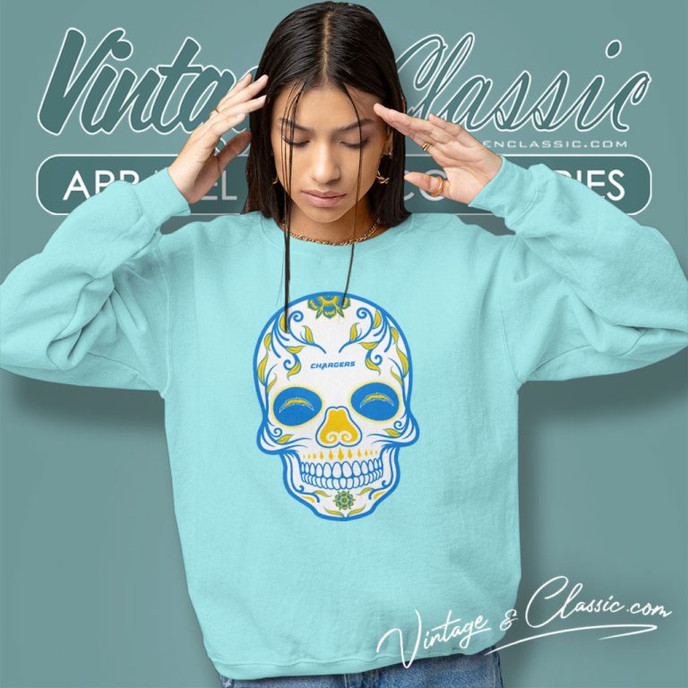 Los Angeles Chargers Sugar Skull Sweatshirt Los Angeles Chargers Sugar Skull Sweatshirt