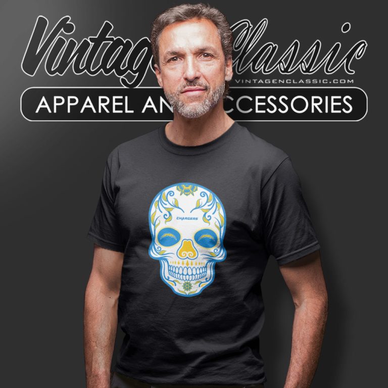 Los Angeles Chargers Sugar Skull T Shirt Los Angeles Chargers Sugar Skull T Shirt