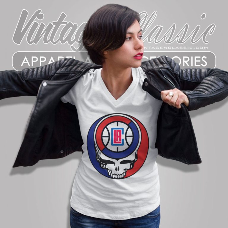 Los Angeles Clippers Grateful Dead Steal Your Face V Neck TShirt Los Angeles Clippers Grateful Dead Steal Your Face V Neck TShirt