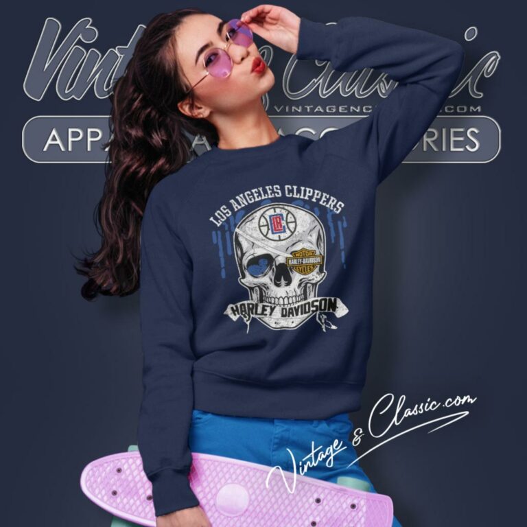 Los Angeles Clippers Harley Davidson Skull Sweatshirt Los Angeles Clippers Harley Davidson Skull Sweatshirt