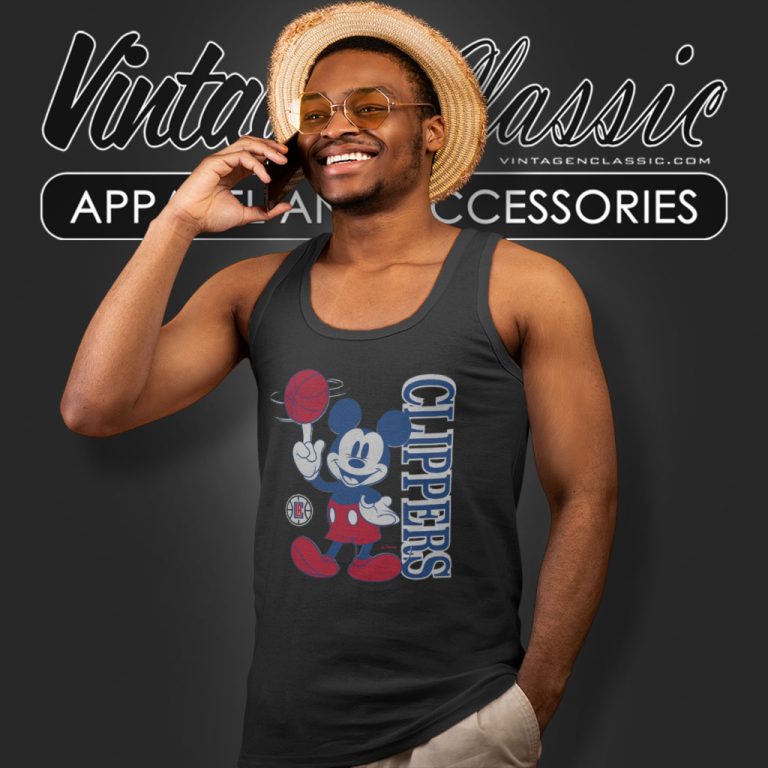 Los Angeles Clippers Junk Food Black Disney Vintage Mickey Baller Tank Top Racerback Los Angeles Clippers Junk Food Black Disney Vintage Mickey Baller Tank Top Racerback