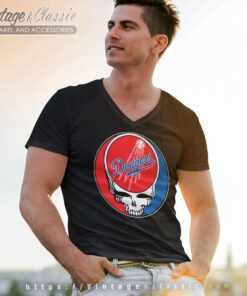 Los Angeles Dodgers Grateful Dead Logo V Neck TShirt