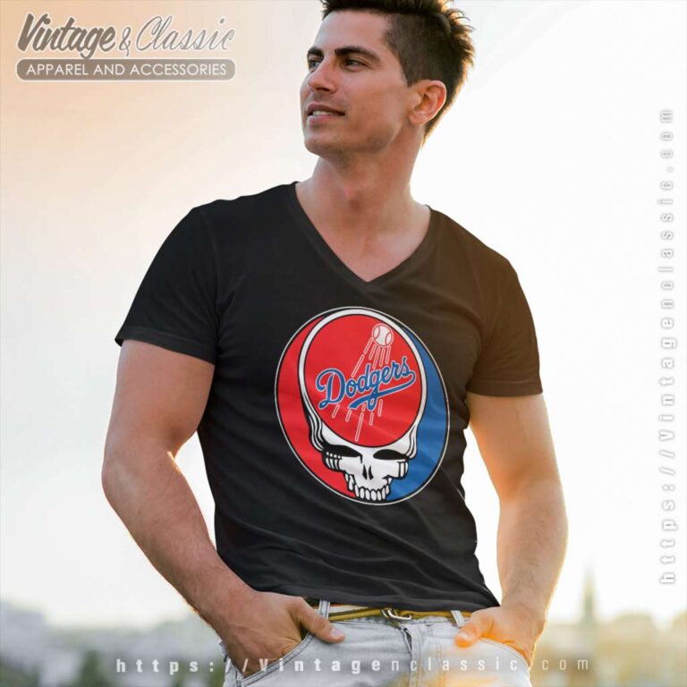 Los Angeles Dodgers Grateful Dead Logo V Neck TShirt Los Angeles Dodgers Grateful Dead Logo V Neck TShirt