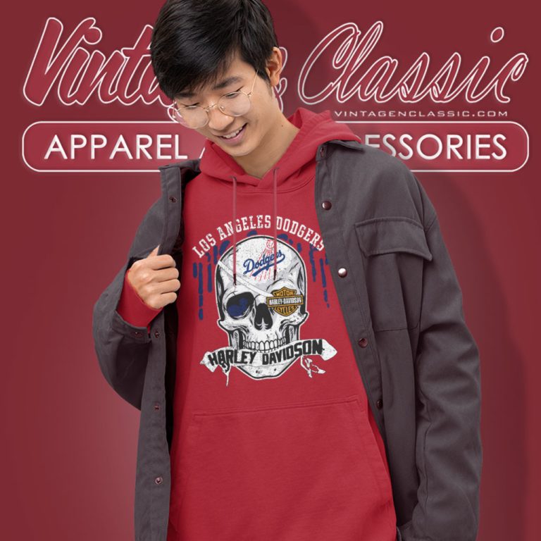 Los Angeles Dodgers Harley Davidson Skull Hoodie Los Angeles Dodgers Harley Davidson Skull Hoodie
