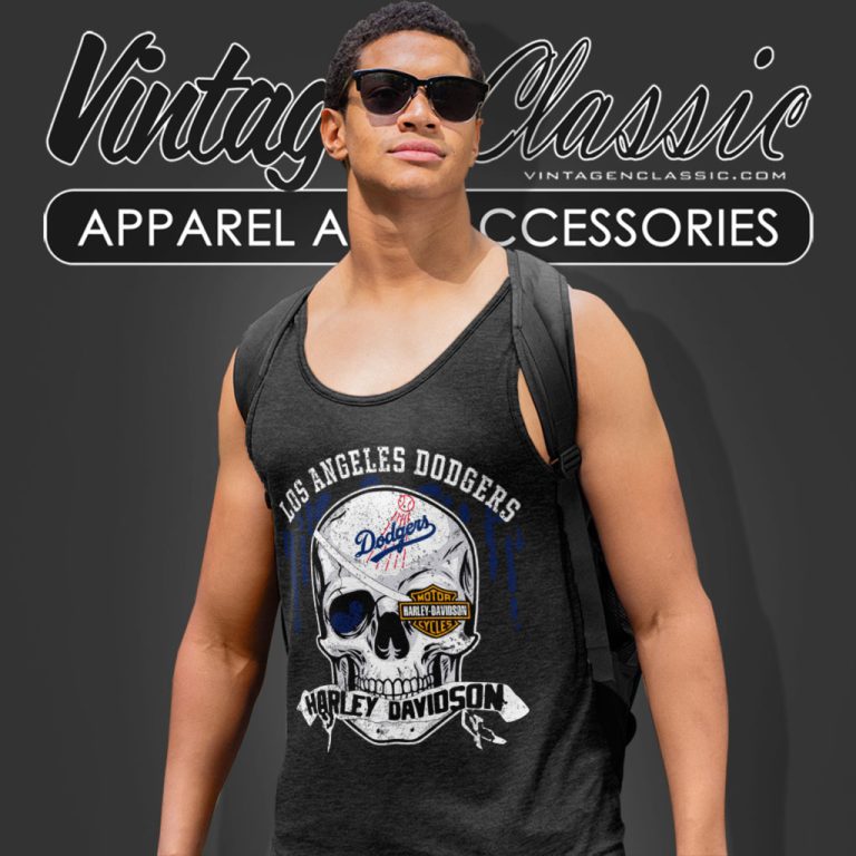 Los Angeles Dodgers Harley Davidson Skull Tank Top Racerback Los Angeles Dodgers Harley Davidson Skull Tank Top Racerback