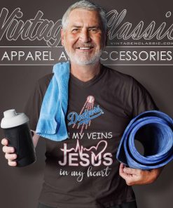 Los Angeles Dodgers In My Veins Jesus In My Heart V Neck TShirt
