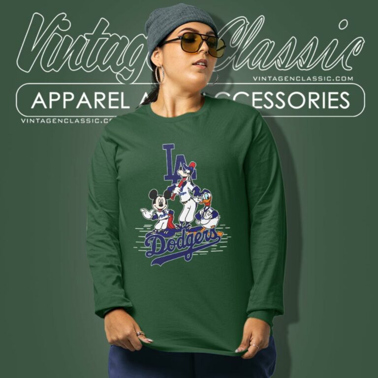 Los Angeles Dodgers Mickey Mouse Donald Duck Goofy Long Sleeve Tee Los Angeles Dodgers Mickey Mouse Donald Duck Goofy Long Sleeve Tee